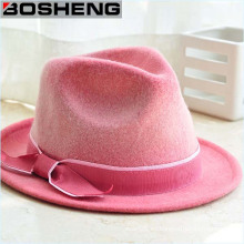 Sombrero del casquillo de las lanas del color de rosa del Bowknot al por mayor de la manera